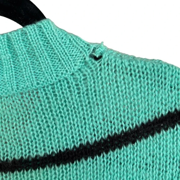 LulaRoe Women's Mint Green Black Stripes Knit Long Cardigan Sweater Size Medium - Picture 5 of 9